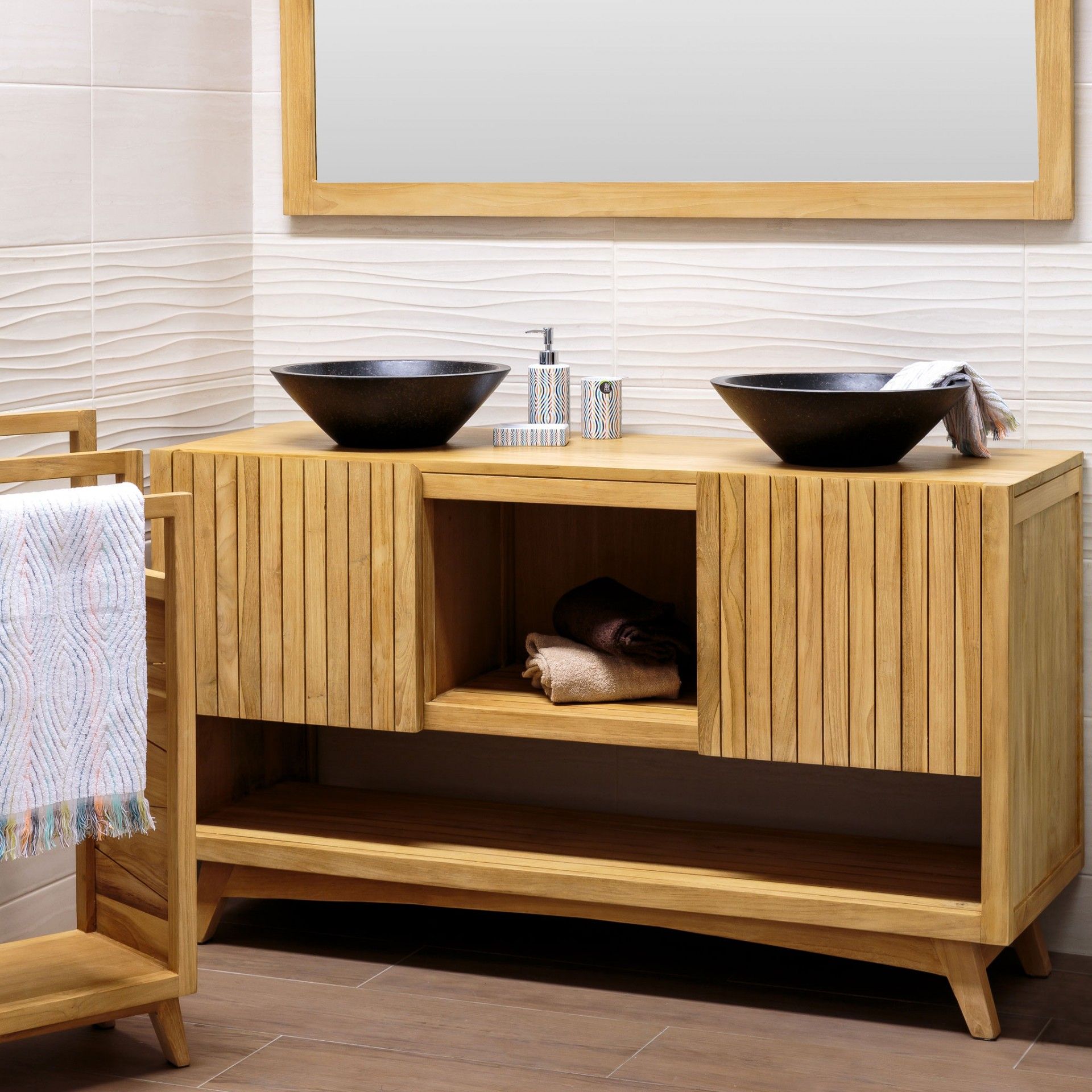 Bathroom Cabinet with 2 Ritan Sinks