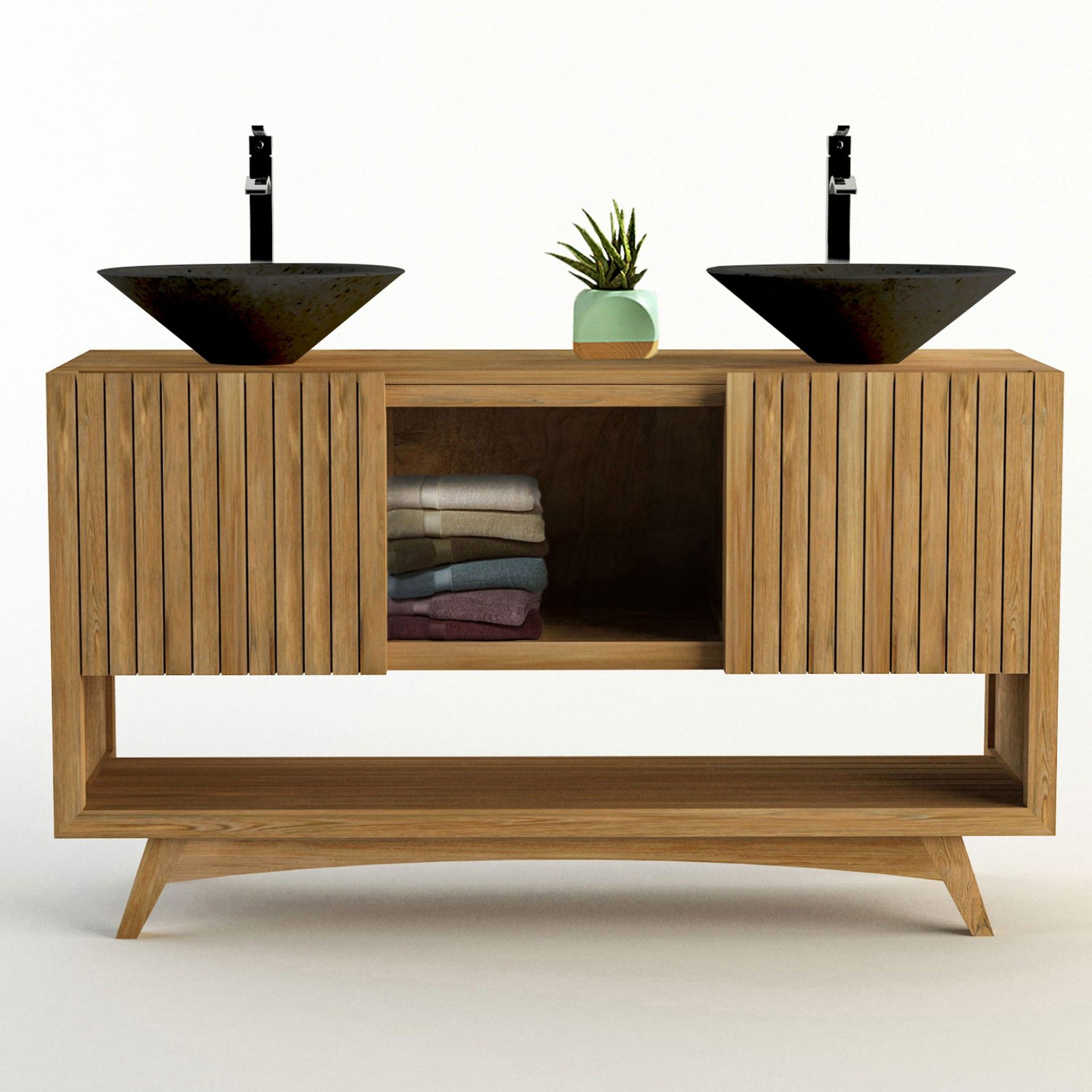 Bathroom Cabinet with 2 Ritan Sinks