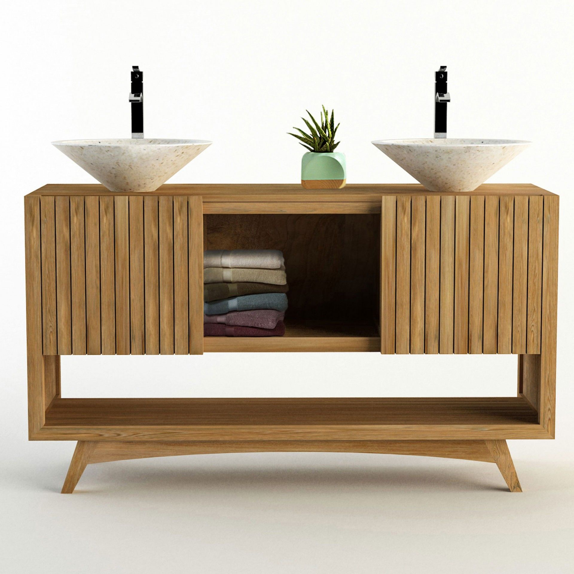 Armoire de salle de bain avec 2 éviers Ritan