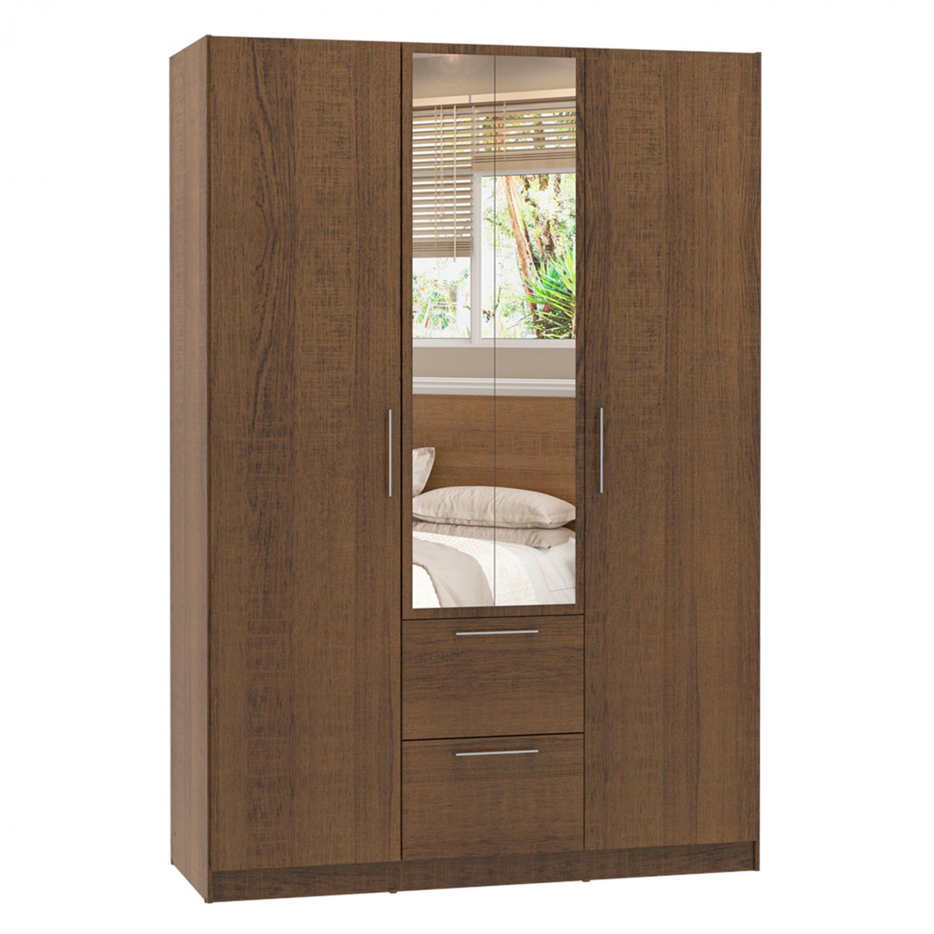 Teckno Wardrobe with Mirror (3 Doors + 2 Drawers)