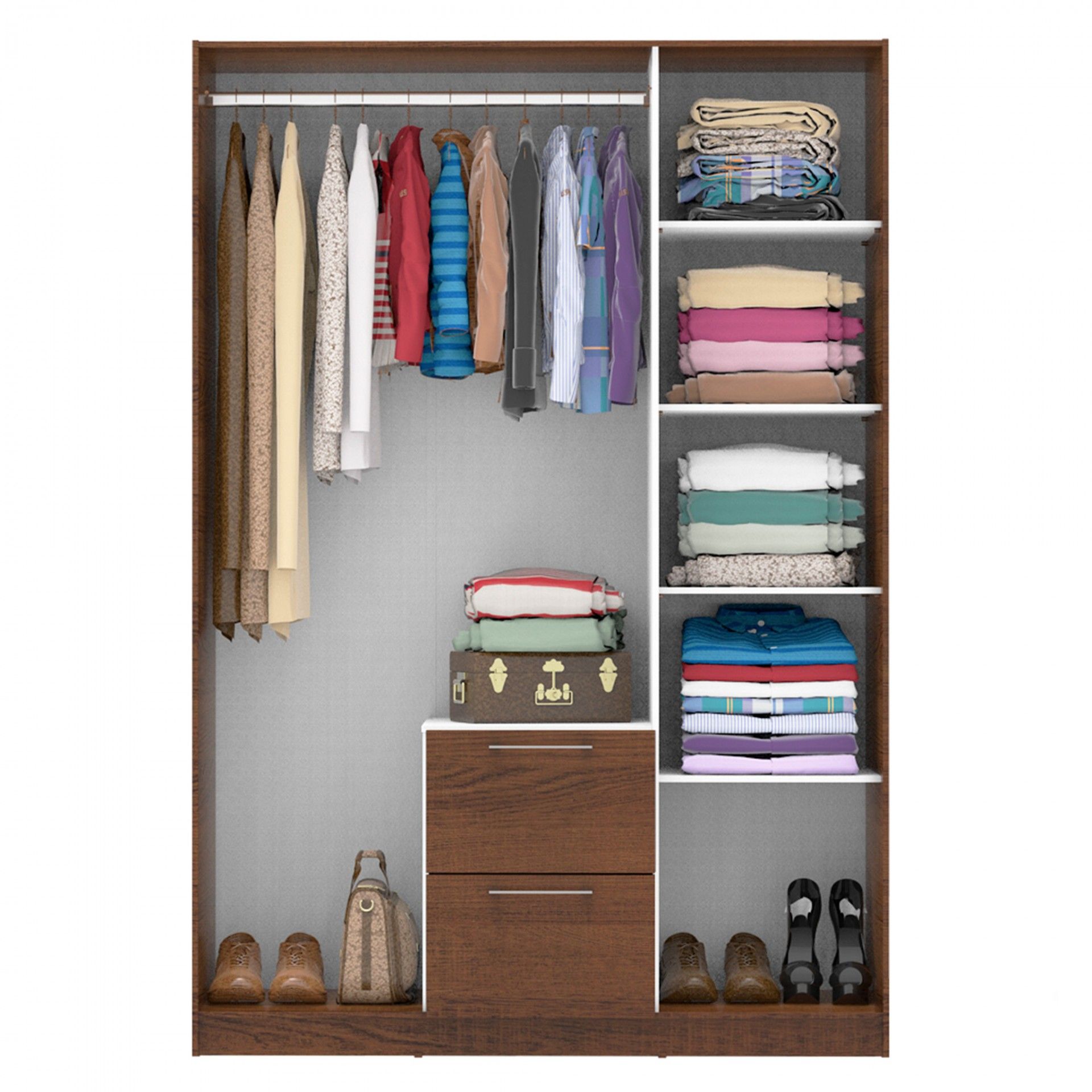 Teckno Wardrobe with Mirror (3 Doors + 2 Drawers)
