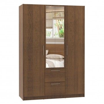 Teckno Wardrobe with Mirror (3 Doors + 2 Drawers) Teckno Wardrobe with Mirror (3 Doors + 2 Drawers)