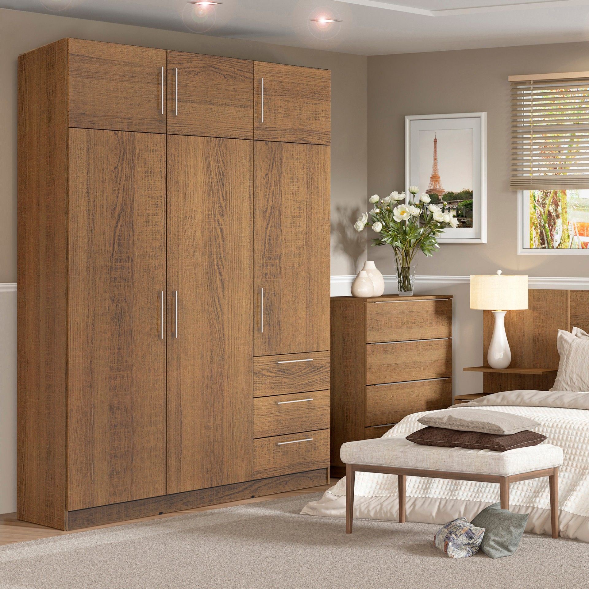 Teckno Wardrobe (6 Doors + 3 Drawers)