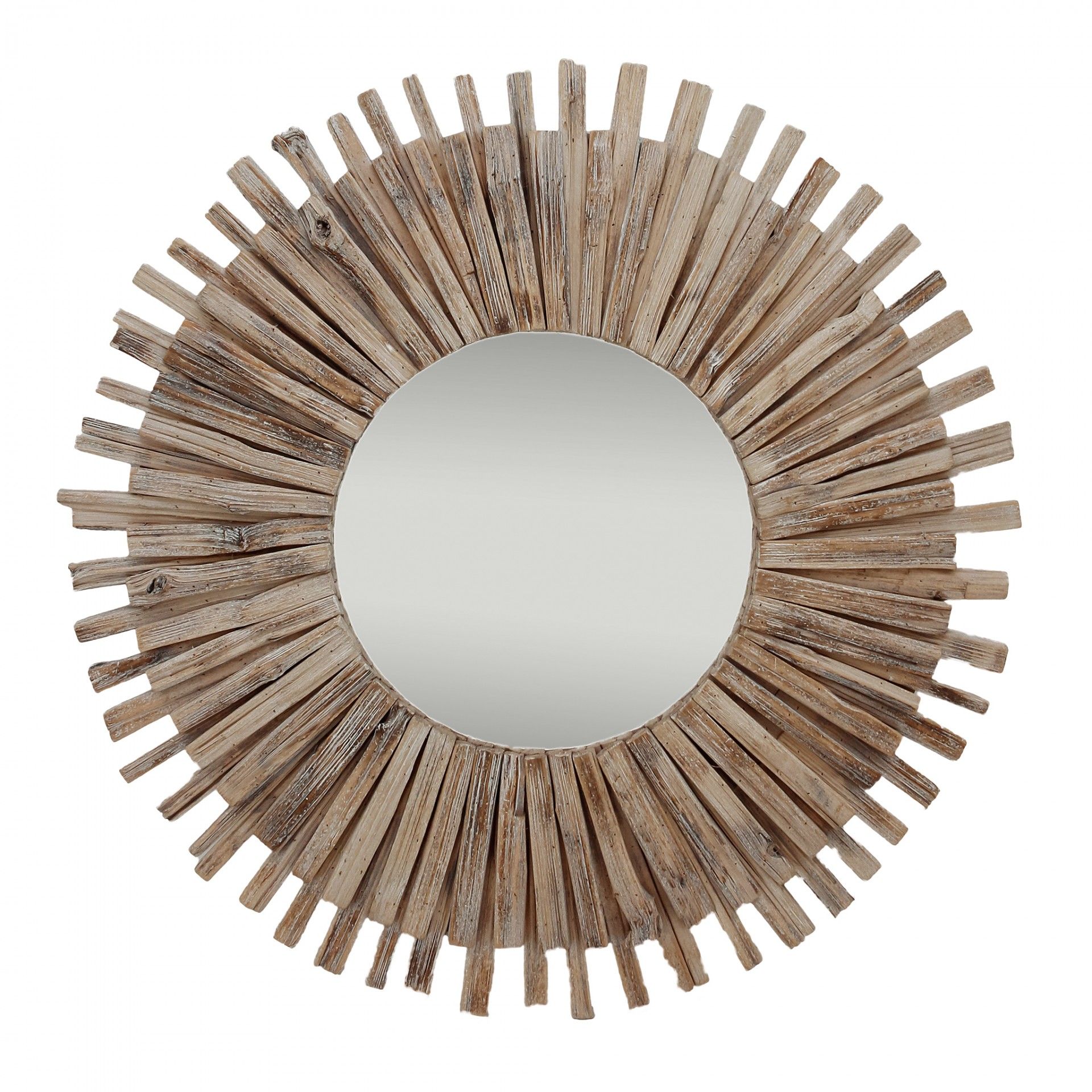 Round Mirror Wood Frame
