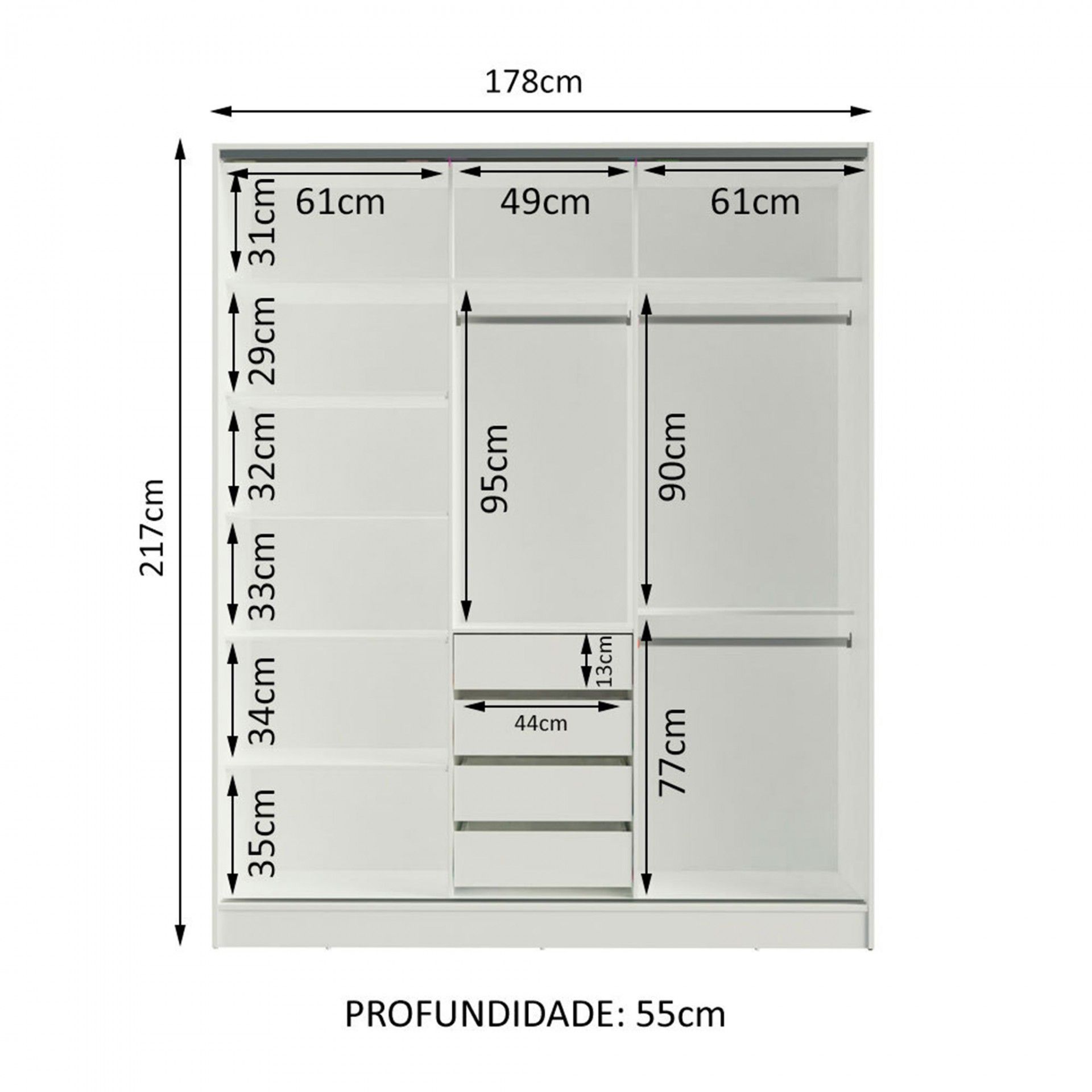 Teckno Wardrobe (3 Sliding Doors)