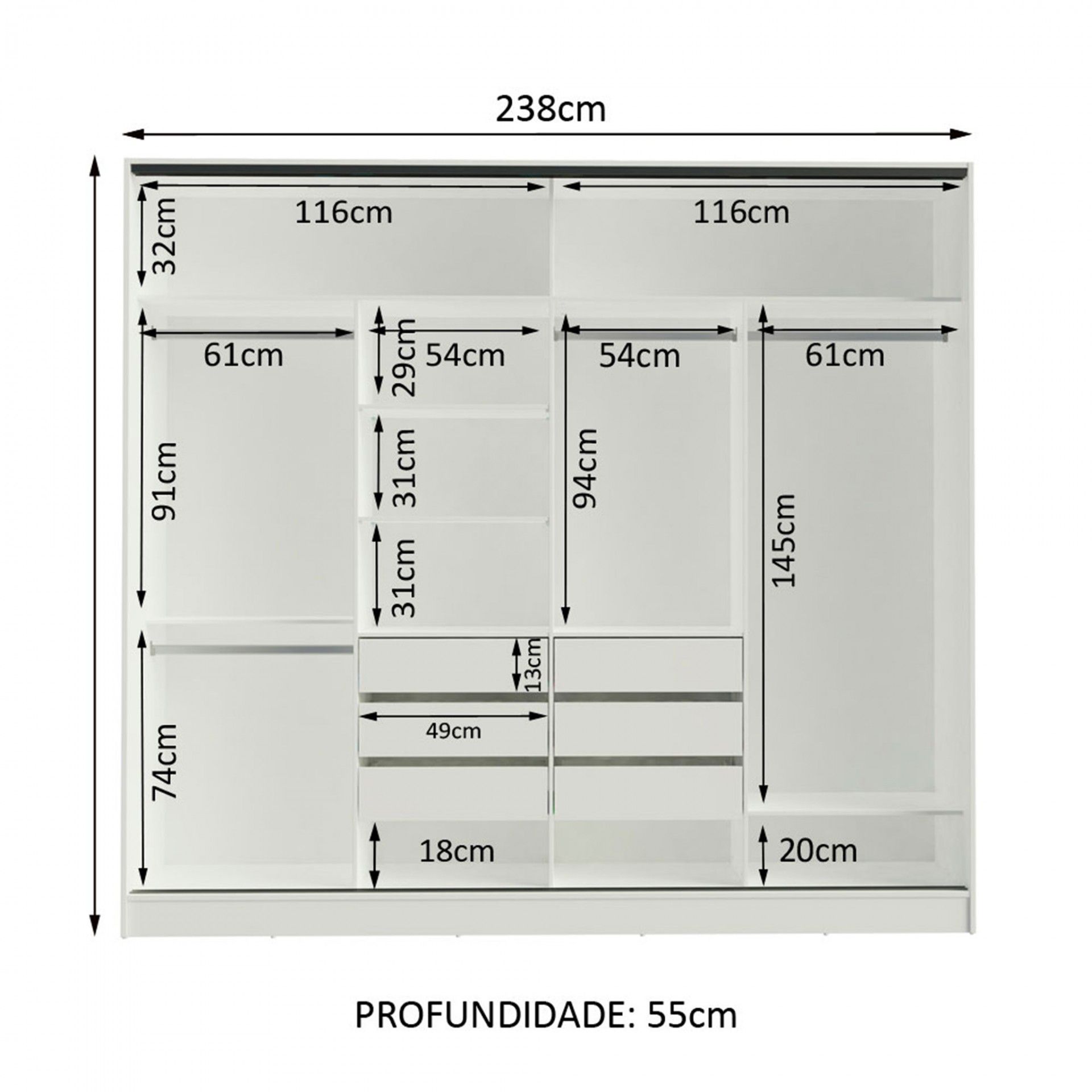 Teckno Wardrobe (4 Sliding Doors)
