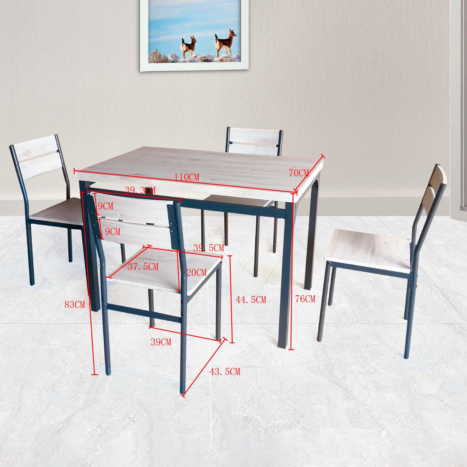 Malaga Table with 4 Chairs