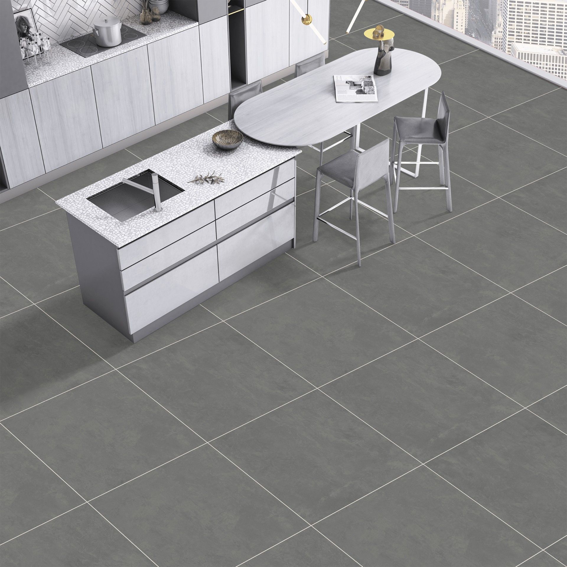 Rectified Porcelain Cool Gray Grafite 60x60