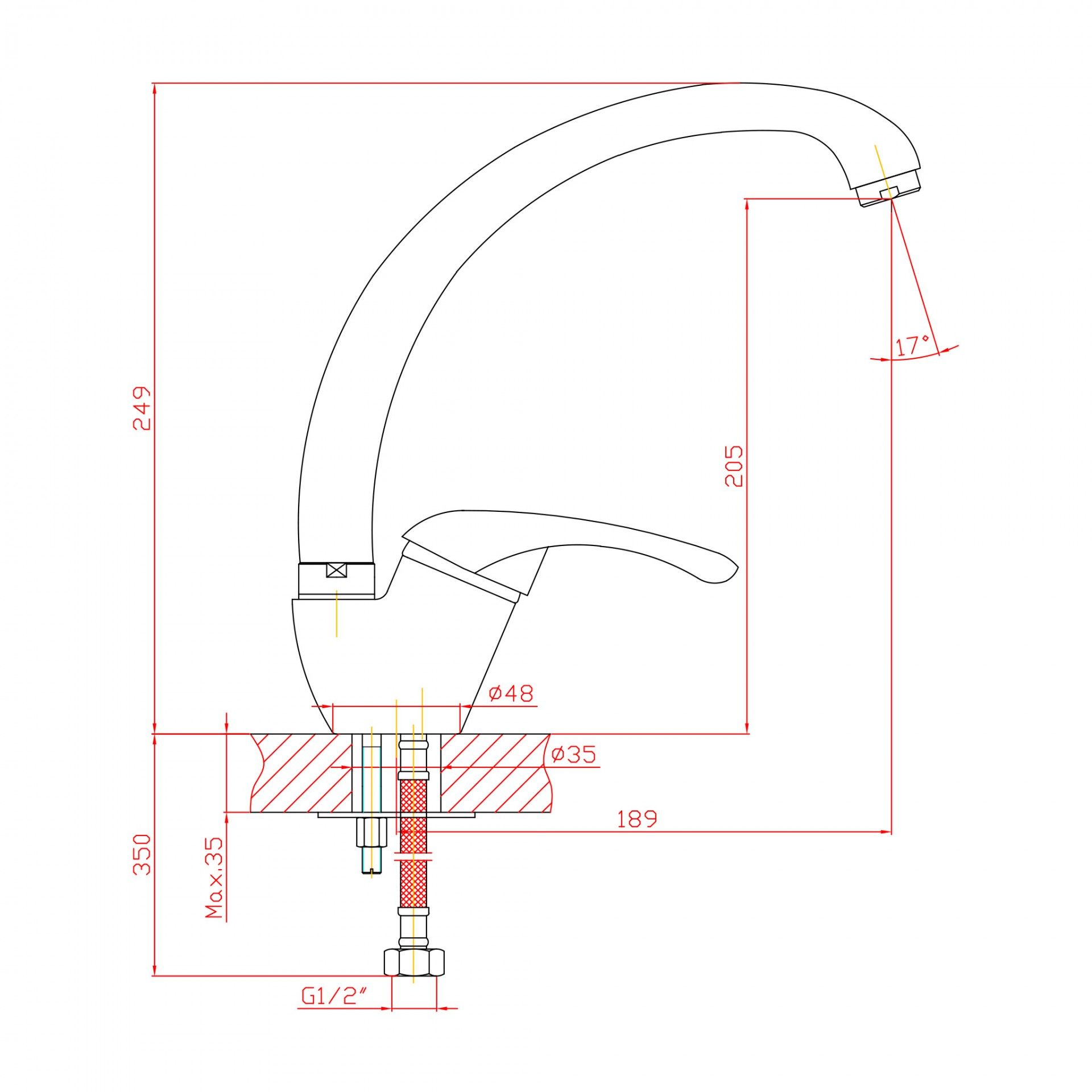 Palma Cano Alto Kitchen Mixer
