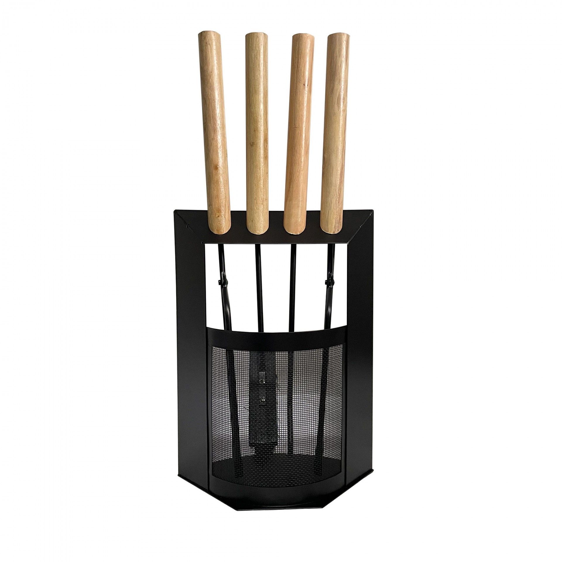 Set de Lareira Aktive 4 Peças Cabo Madeira