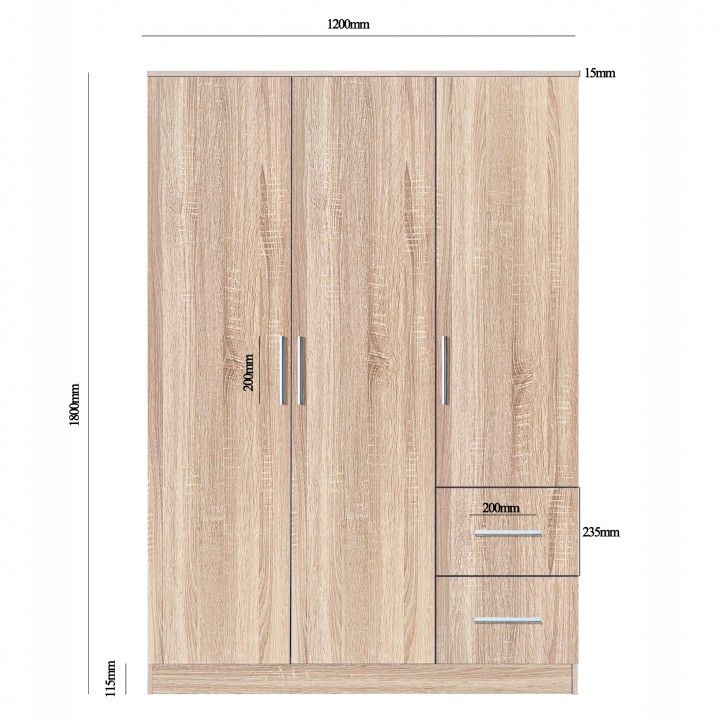 Roupeiro Space (3 Portas + 2 Gavetas)