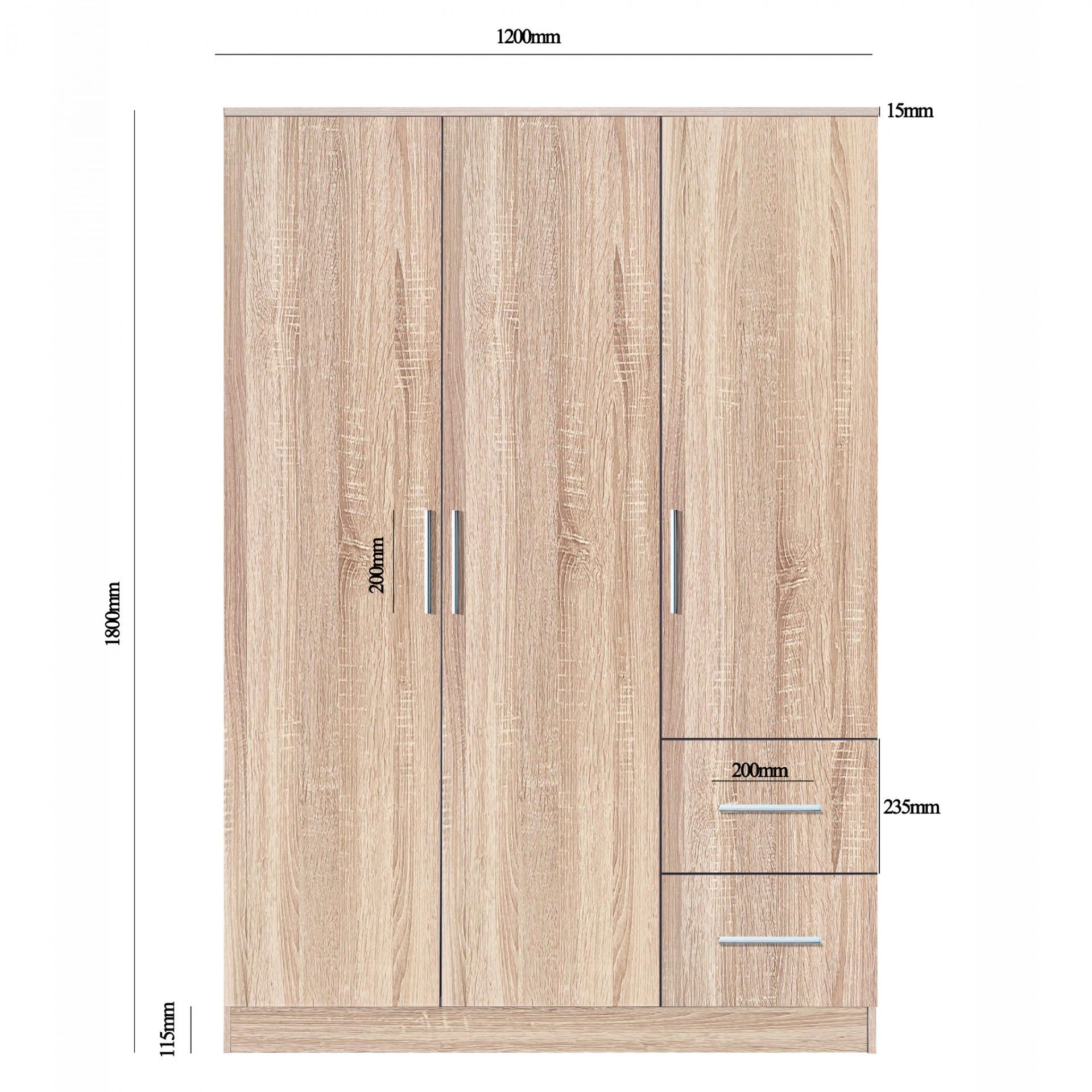 Roupeiro Space (3 Portas + 2 Gavetas)